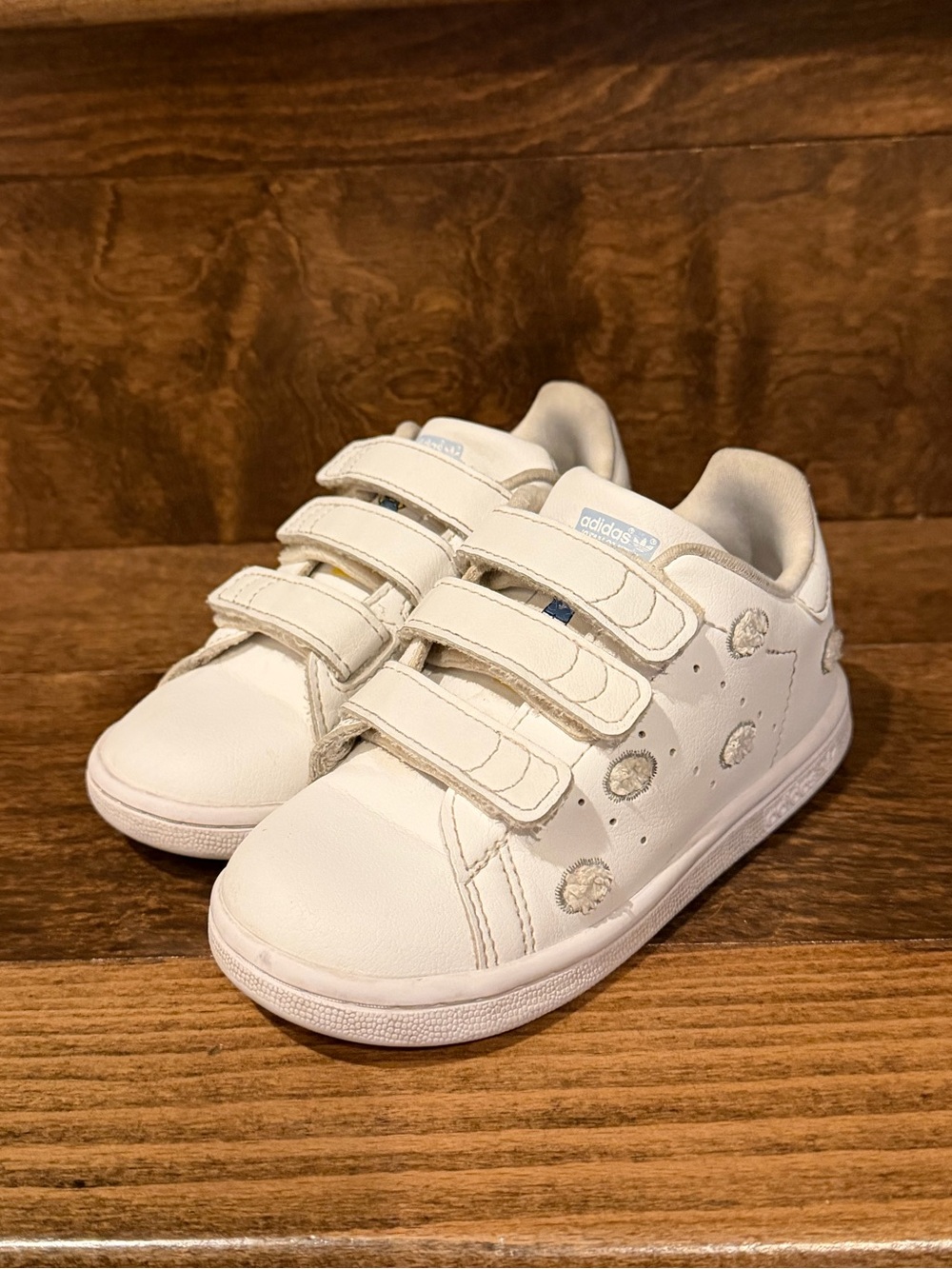 adidas Hello Kitty Stan Smith Kids White Triple-Strap Leather Sneakers